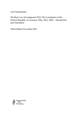 Axel Tschentscher The Basic Law (Grundgesetz) 2012: The