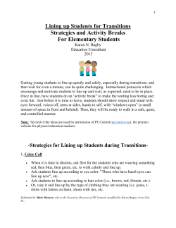 Lining up Students for Transitions Strategies and