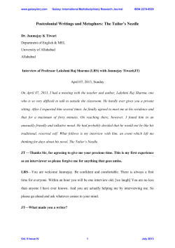 Postcolonial Writings and Metaphors: The Tailor`s Needle