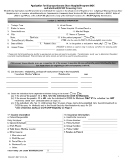 Application for Disproportionate Share Hospital Program (DSH) and