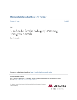 "... and on his farm he had a geep": Patenting Transgenic Animals