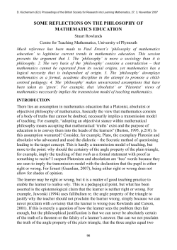 some reflections on the philosophy of mathematics education
