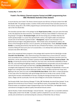 Foxtel`s The History Channel acquires Factual and WW1