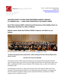 ORATORIO SOCIETY OF NEW YORK PERFORMING HANDEL`S