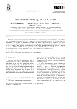 Phase equilibria in the Hg&ndash;Ba&ndash;Cu&ndash;O system