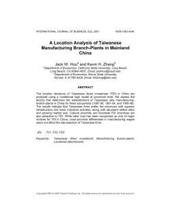 Locational Determinants of Taiwanese Direct Investment in China