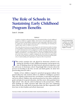 The Role of Schools in Sustaining Early Childhood Program Benefits