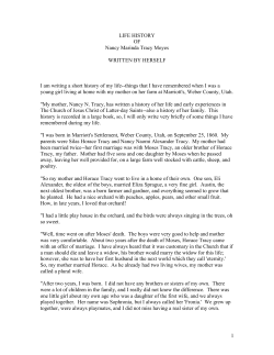 1 LIFE HISTORY OF Nancy Marinda Tracy Moyes