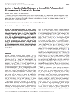 Analysis of Glyoxal and Related Substances by