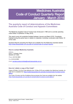January &ndash; March 2016 - Medicines Australia