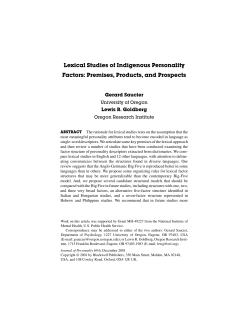 Lexical studies of indigenous personality factors: Premises, products