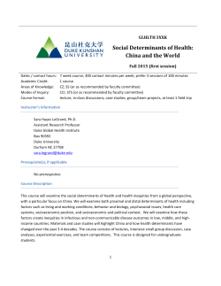 Social Determinants of Health: China and the World
