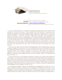 crisis management - Dictionnaire encyclop&eacute;dique de l`administration