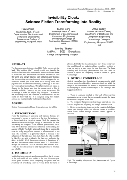 Invisibility Cloak - International Journal of Computer Applications