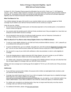 Notice of Change in Dependent Eligibility &ndash; Age 26 GEHA Self and