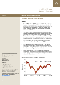 Quarterly Oil Market Update Volatility Returns to