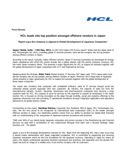 HCL leads into top position amongst offshore vendors in Japan