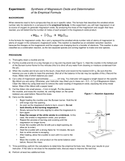 Experiment: Synthesis of Magnesium Oxide and Determination of its
