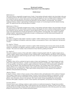 Brentwood Academy Mathematics Department Course Descriptions