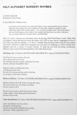 Half-Alphabet Nursery Rhymes - Digital Commons @ Butler University