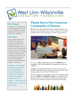 Fall 2015 Newsletter - West Linn Wilsonville Foundation