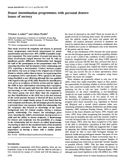 Donor insemination programmes with personal donors: issues of