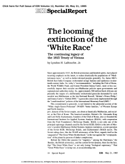 The Looming Extinction of the `White Race`: The Continuing Legacy