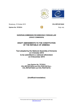 Draft Amendments to the Constitution of the Republic of Armenia