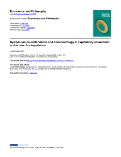 Economics and Philosophy Symposium on explanations and social
