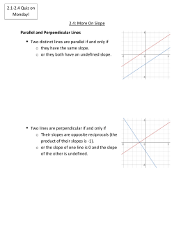 2.4: More On Slope Parallel and Perpendicular Lines Two distinct