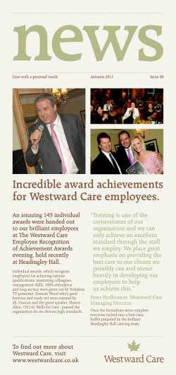 Incredible award achievements for Westward Care employees.
