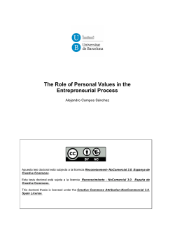 The Role of Personal Values in the Entrepreneurial Process