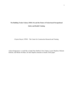 The Building Trades Unions, OSHA-10, and the Future of Union
