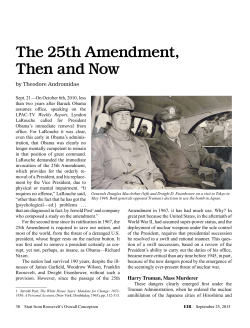 The 25th Amendment, Then and Now