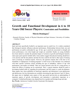 Growth and Functional Development in 6 to 10 Years Old Soccer