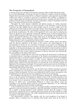 The Prosperity of Humankind