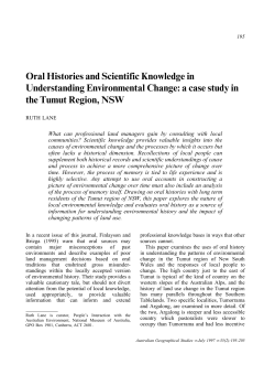 Oral Histories and Scientific Knowledge in Understanding