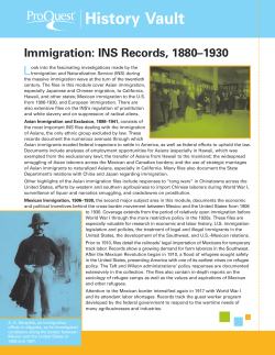 Immigration: INS Records, 1880&ndash;1930