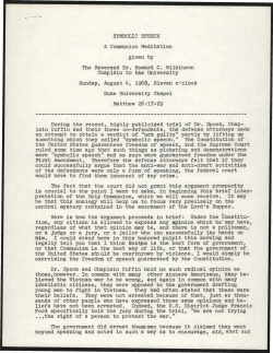 SYMBOLIC SPEECH A Communion Meditation given by The