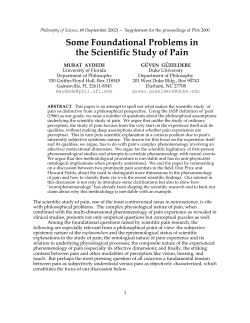 Some Foundational Problems in the Scientific Study of Pain