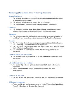 Technology (Mandatory) Years 7
