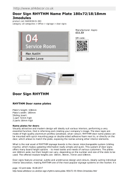 Door Sign RHYTHM Name Plate 180x72/18/18mm 3modules Door