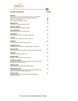 CLASSIC COCKTAILS PRICE