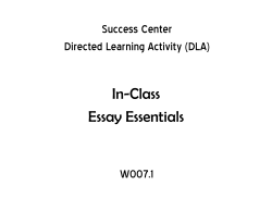 In-Class Essay Essentials - CMS