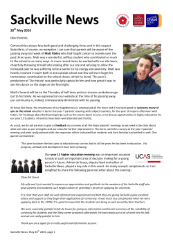 26 May 2016 - Sackville School