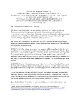 testimony of joshua horwitz executive director, coalition to stop gun