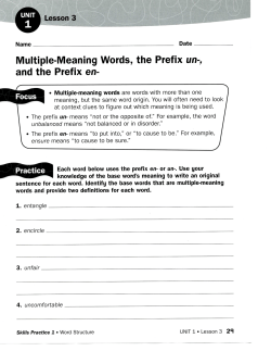 Multiple-Meaning Words, the Prefix un-, and the