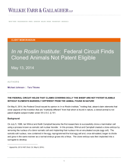 In re Roslin Institute: Federal Circuit Finds Cloned Animals Not