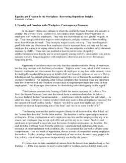 E. Anderson. Equality and Freedom in the