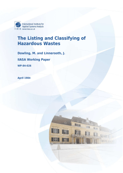 The Listing and Classifying of Hazardous Wastes